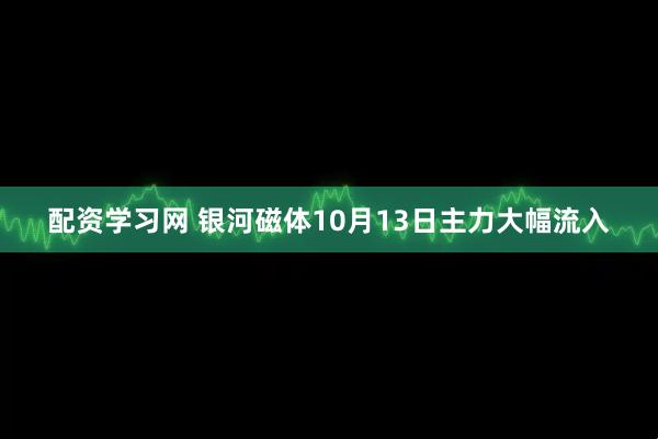 配资学习网 银河磁体10月13日主力大幅流入