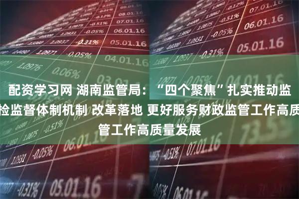 配资学习网 湖南监管局：“四个聚焦”扎实推动监管局纪检监督体制机制 改革落地 更好服务财政监管工作高质量发展